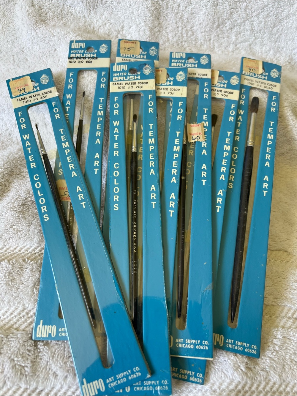 Vintage lot of 8 Duro water color paint brushes Camel